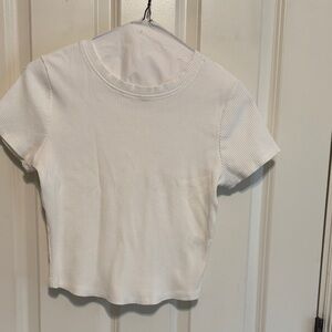Heart & Hips White Ribbed Short Sleeve cropped Tee by large